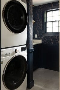Remodeled bath and stacked laundry